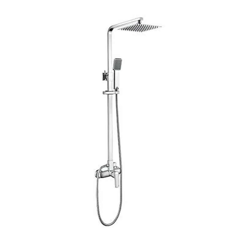 Ibergrif Mines - Exposed Rainfall Shower System Kit, Square Mixer Tap Set, Chrome