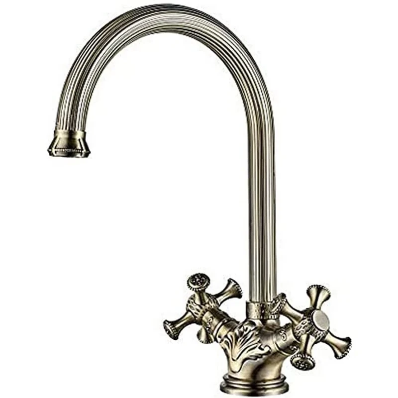 Ibergrif, Double Handle Kitchen Mixer, Classic Sink Tap, Bronze