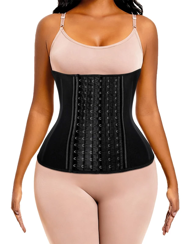 Waist Trainer for Women Corset Cincher Body Shaper Girdle Trimmer with Steel Bones Extender - black - Medium