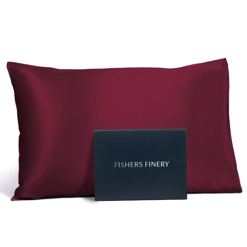 Fishers Finery 25mm 100% Pure Mulberry Silk Pillowcase, Good Housekeeping Winner (Red, Standard)
