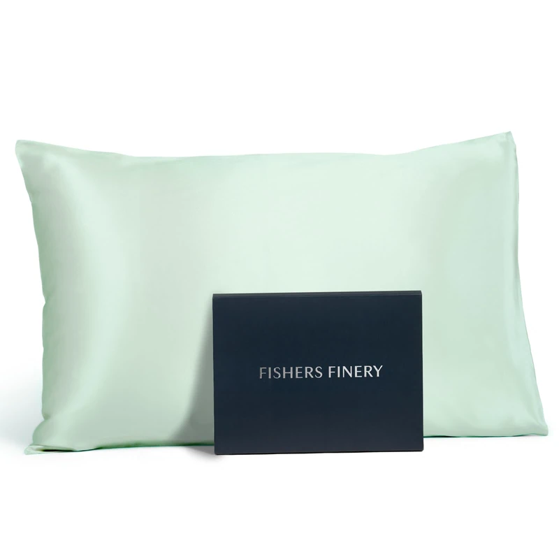 Fishers Finery 100% Pure Mulberry Silk Pillowcase 25mm Light Green Standard