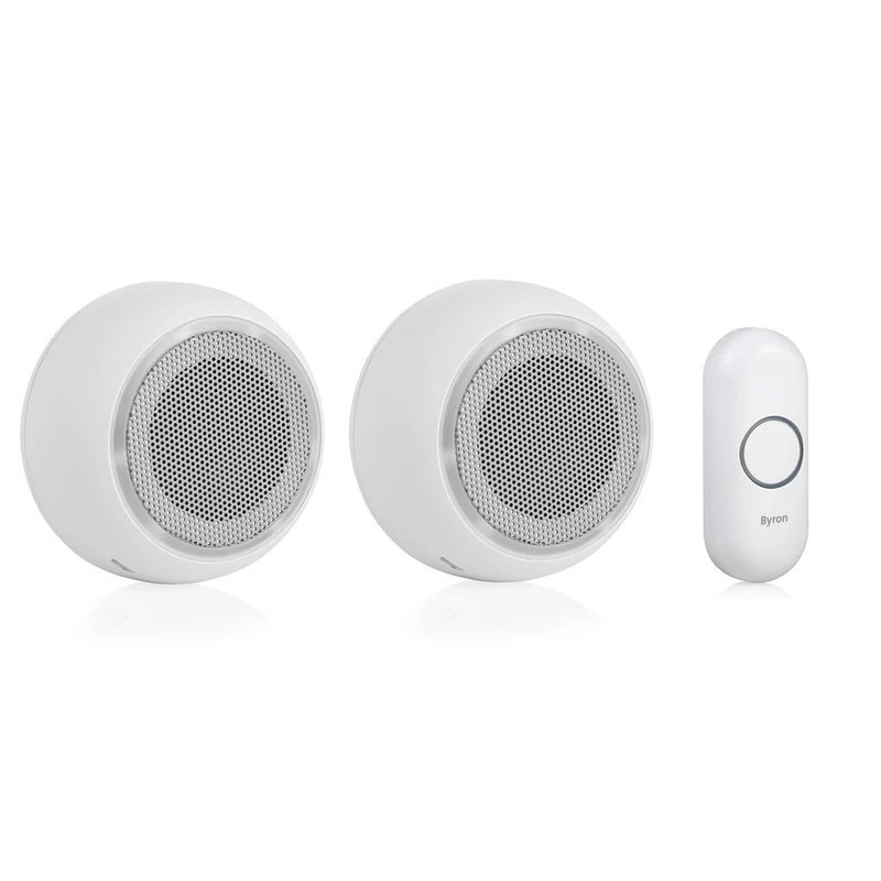 Byron DBY-23514 Wireless Doorbell - Kit with Two Chimes - Mute Function and 200m Range