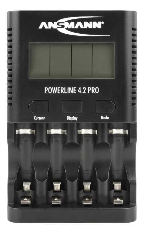 ANSMANN Powerline 4.2 Pro Battery Charger for AA and AAA Batteries, LCD Display, Individual Charging Slots, Safety Protection