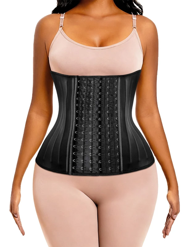 ECOWALSON Waist Trainer for Women Corset Cincher Body Shaper Girdle Trimmer with Steel Bones Extender - black - XXXL