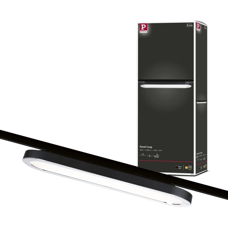 Paulmann 96920 Loop URail LED Panel luminaire 480lm 7W 2700K 230V Black matt, Chrome Rail System