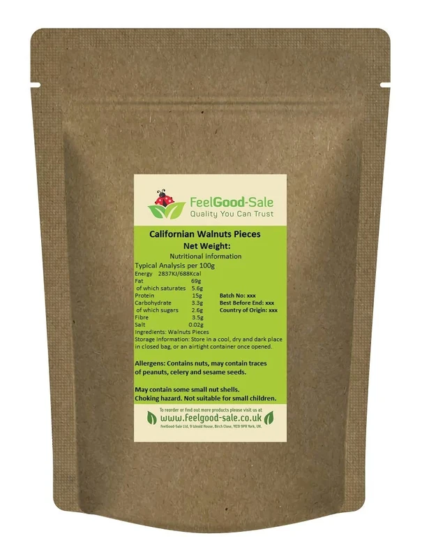 1kg Walnuts Large Pieces - Rich in Omega-3, Low-GI Good For Snacking, Smoothies, Baking & Cooking, Gluten-Free, Keto & Vegan-Friendly, Rich in Protein & Vitamins & Fibre