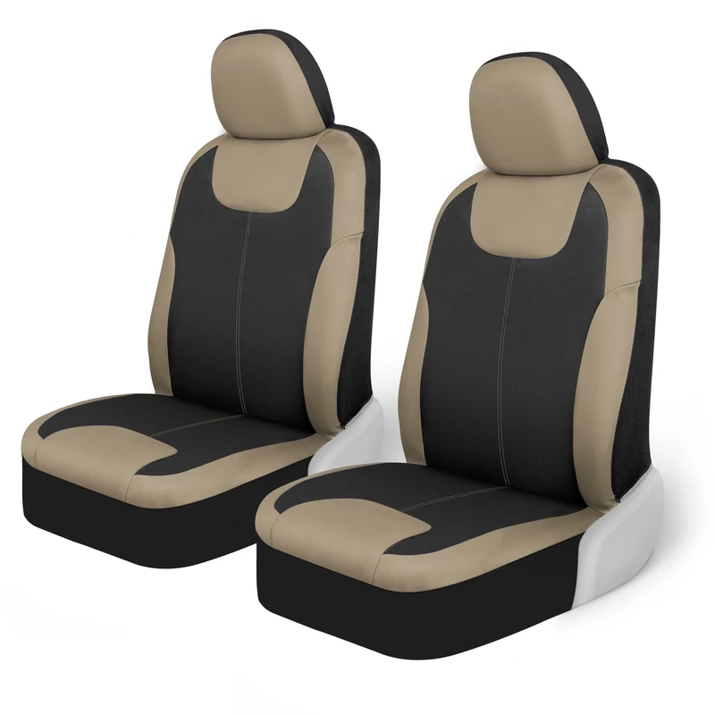 Motor Trend M224 Beige Devil's Symmetry Premium Fabric Car Seat Covers for Automotive - Polyester Interior Protection