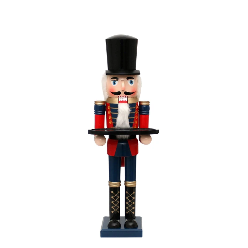 Dekohelden24 XL Wooden Nutcracker Soldier with Tray Approx. 21 x 20 x 60 cm
