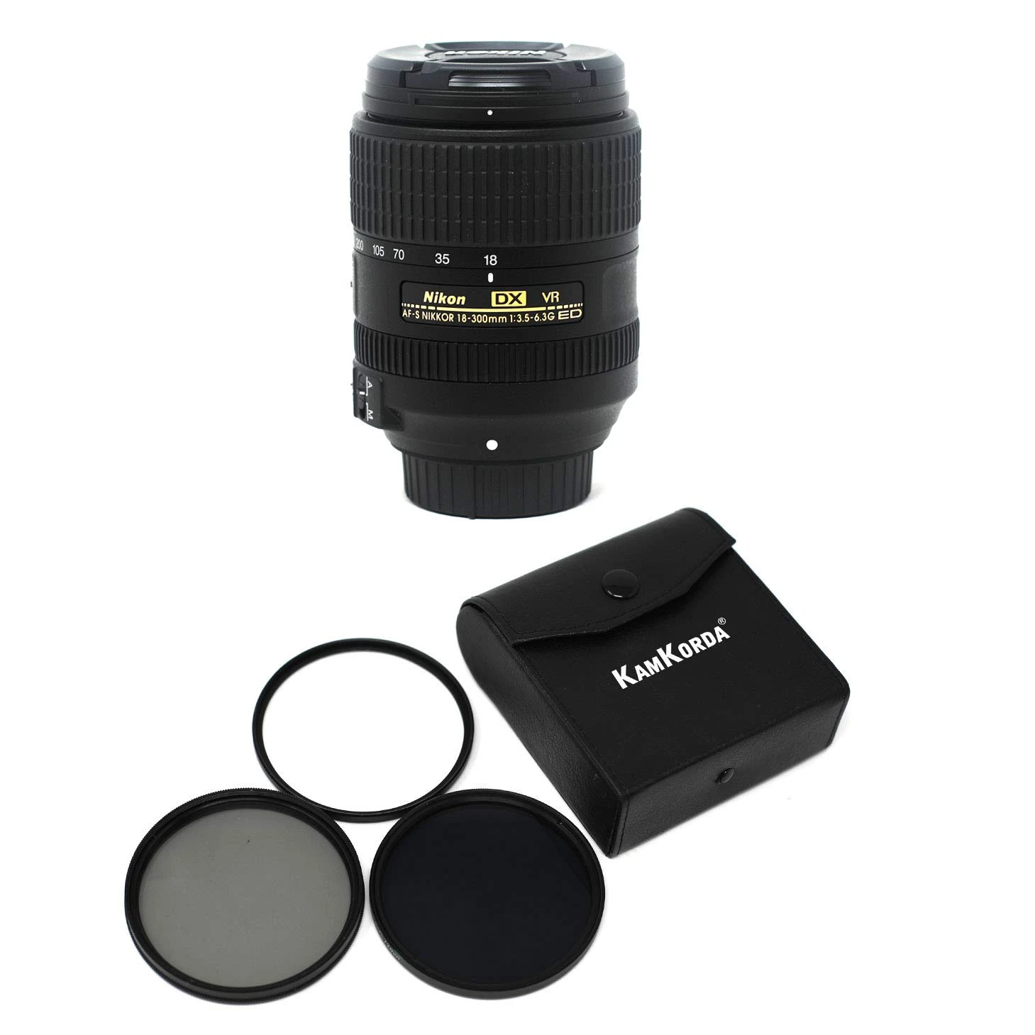 KamKorda Lens Filter Kit 67mm + AF-S DX NIKKOR 18-300mm f/3.5-6.3G ED VR Camera Lens, F-Mount Lens/DX Format, Silent Wave Motor AF System, VR Image Stabilization + 2 Year Warranty