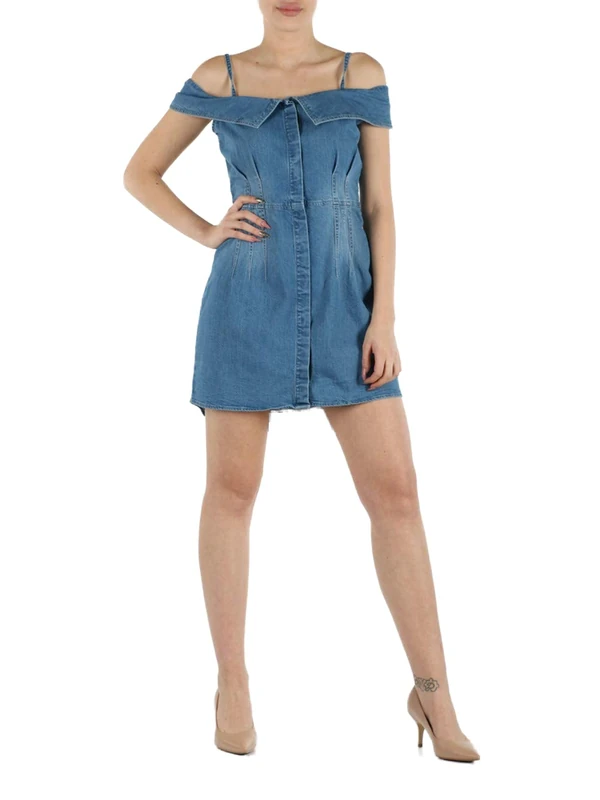 Guess Women's Anne Casual Dress, Azzurro, M