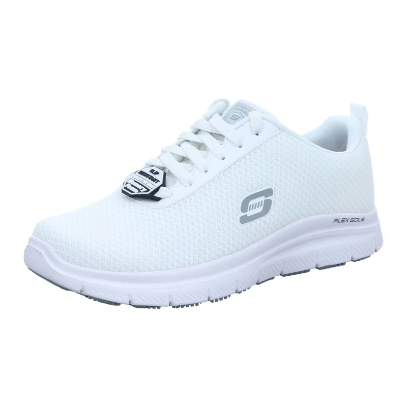 Skechers Men's Flex Advantage - Bendon SR Sneaker,White Mesh Water and Stain Repellent Treatmen,9 UK