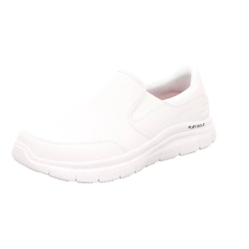 Skechers Men's 77071EC Slip On Trainers, White Leather, 7.5 UK