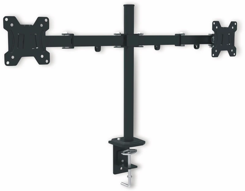 RED EAGLE Pixel Twin Monitor Bracket for 2 Monitors 13-27 Inches Height Adjustable Table Mount 360° Swivel Screen Mount Maximum Load 8 kg per Monitor Arm Vesa 75 x 75 100 x 100