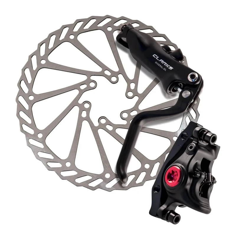 Clarks M3 Front & Rear Hydraulic Disc Brake Set - 2 Piston Hydraulic Brake System - 160mm Complete Brake Set Compatible with MTB and Hybrid Bikes