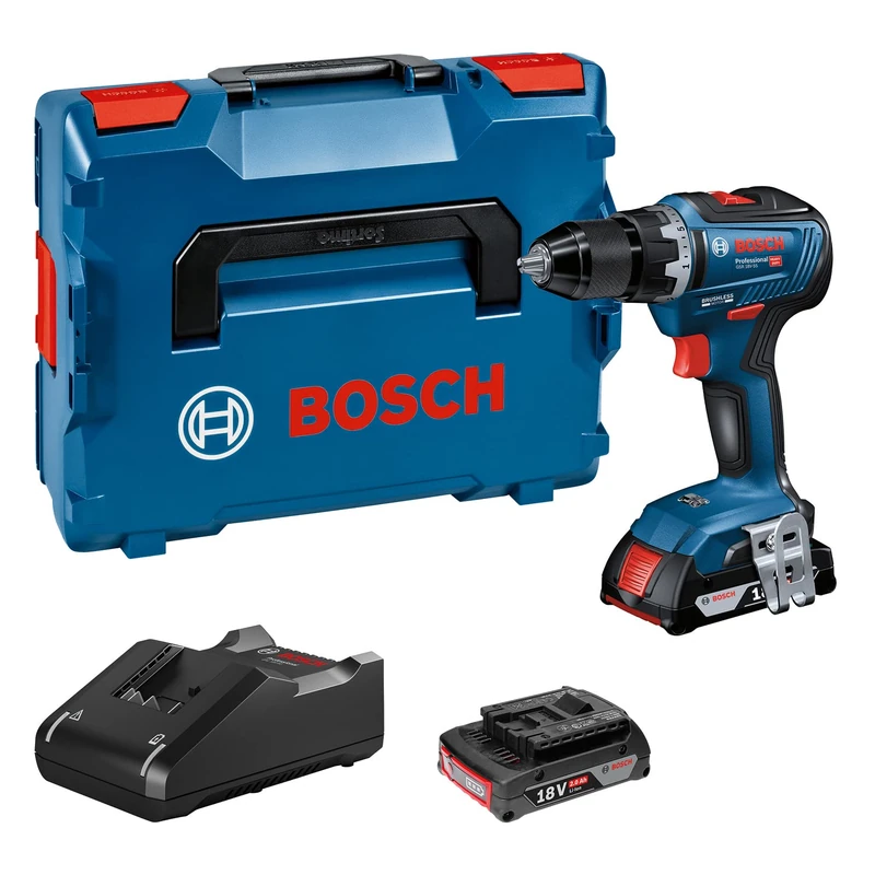 Bosch Professional 18V System GSR 18V-55 cordless drill driver (incl. 2x2.0Ah battery, GAL 18V-40 charger, in L-BOXX 136)