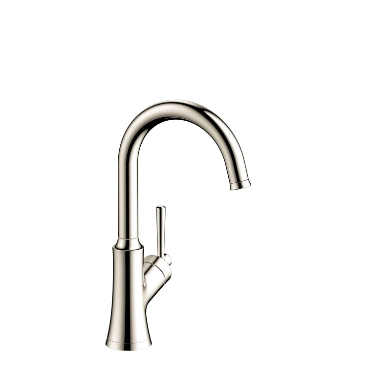 hansgrohe Joleena Brushed Nickel Bar Kitchen Faucet, Bar Sink Faucet Single Hole, Faucet for Kitchen Sink, Polished Nickel 04795830 14-Inches Tall