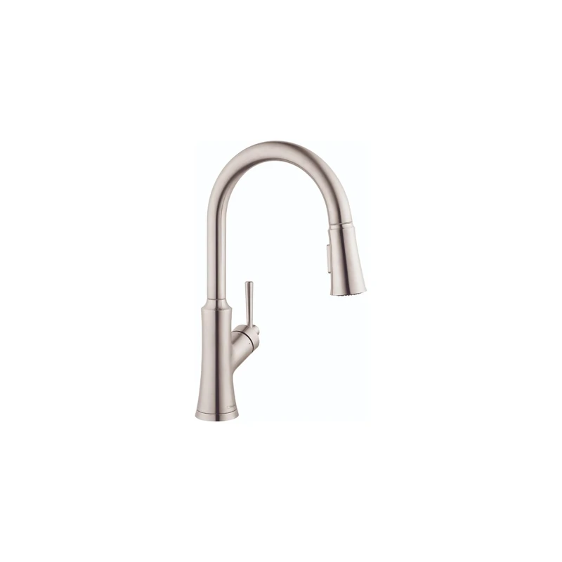 hansgrohe Joleena Stainless Steel High Arc Kitchen Faucet, Kitchen Faucets with Pull Down Sprayer, Faucet for Kitchen Sink, Stainless Steel Optic 04793800, 15.8-Inches Tall