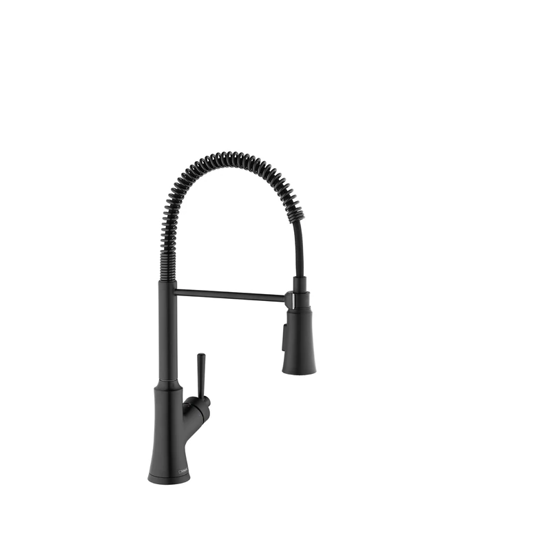 hansgrohe Joleena Black Commercial Kitchen Faucet, Kitchen Faucets with Pull Down Sprayer, Faucet for Kitchen Sink, Matte Black 04792670, 19.3-Inches Tall