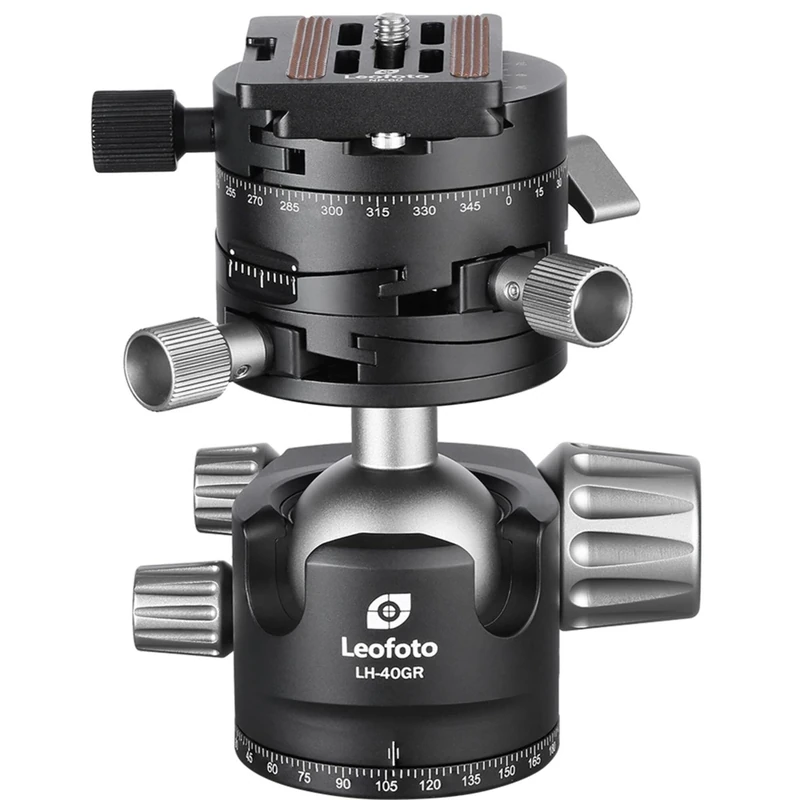 Leofoto - LH-40GR Ball Head with Geared Panning Clamp - Double Swivel Head - Great for shooting Architecture, Landscapes and Panoramas - LH-40GR