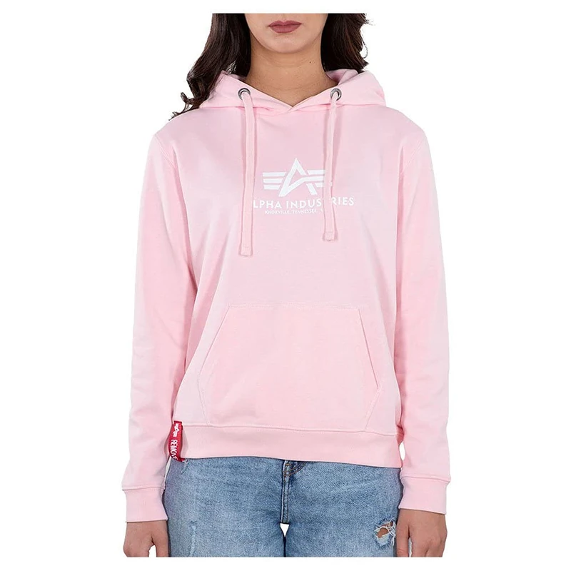 Alpha Industries New Basic Hoody Hooded Sweat for Ladies Pastel Pink