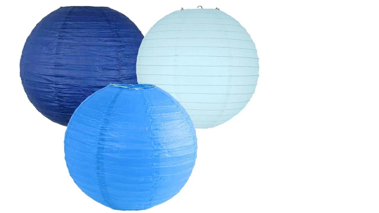 Paper Lanterns Mix Color Packs of 3 Round Paper Lanterns Lampshade Party Decorations (Dark Blue Shade, 8" (20 Cm))