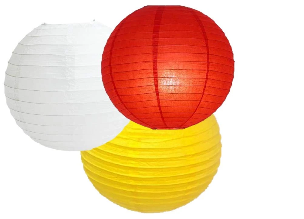 Paper Lanterns Mix Color Packs of 3 Round Paper Lanterns Lampshade Party Decorations (Red Yellow Shade, 12" (30 cm))