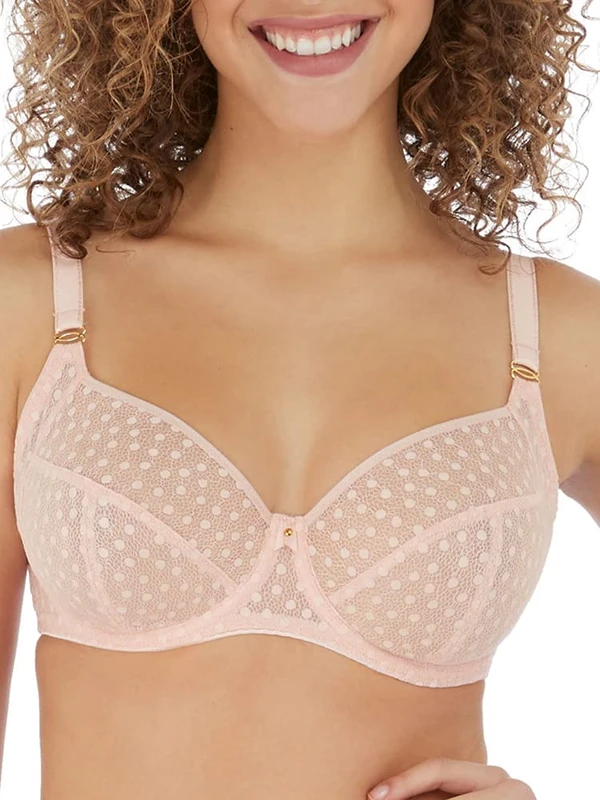 Freya Women's Starlight Underwire Side Support Bra Plunge, Semi-Sheer, Rosewater, 34E