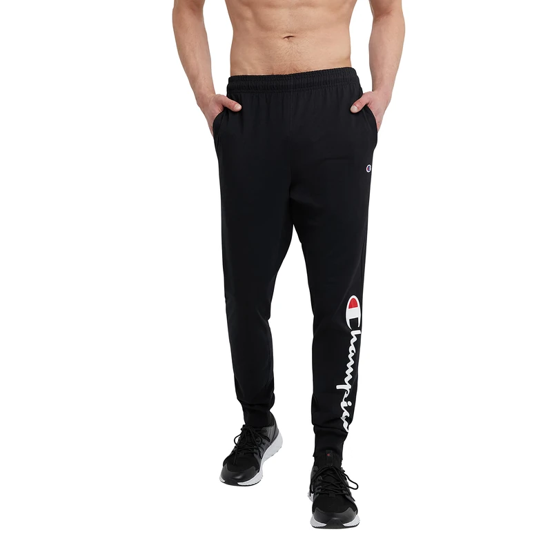 Champion Men's Joggers, Lightweight Lounge, Jersey Graphic Pants, 31" Sweatpants, Black-586296, X-Large
