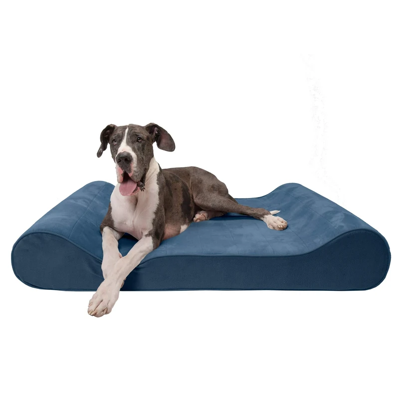 FurHaven Microvelvet Luxe Lounger Supportive Orthopedic Foam Dog Bed - Stellar Blue, Giant (XXX-Large)