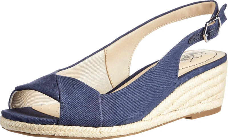 LifeStride Women's Socialite Espadrille Wedge Sandal, Navy, 6 UK