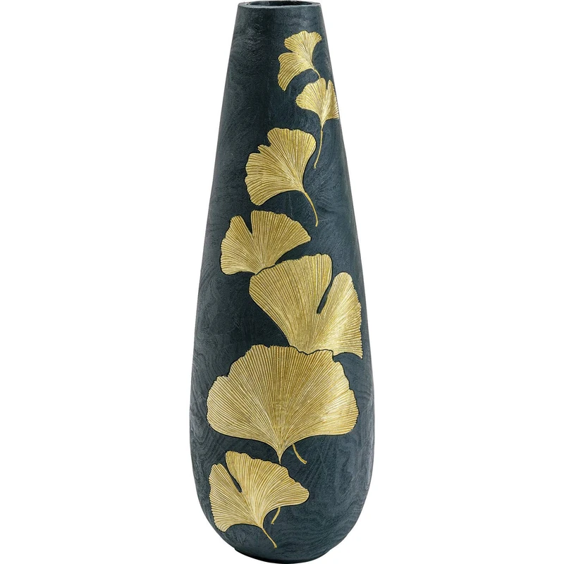 Kare Vase Elegance Ginkgo 95, Polyresin, Gold, 31 x 31 x 95