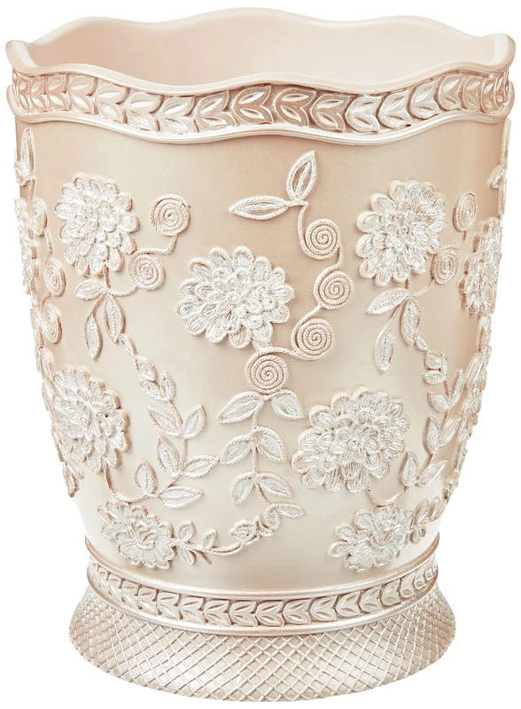 Popular Bath Rose Vine, Beige-Taupe, Waste Basket