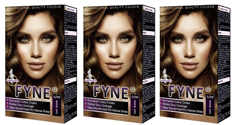 FYNE Dark Blonde Permanent Hair Dye for Women – Pack of 3 - Home Hair Colour Cream with Built-in Conditioner - Gentle, Long-Lasting, Suitable for All Hair Types - Achieve Salon-Quality Results at Home