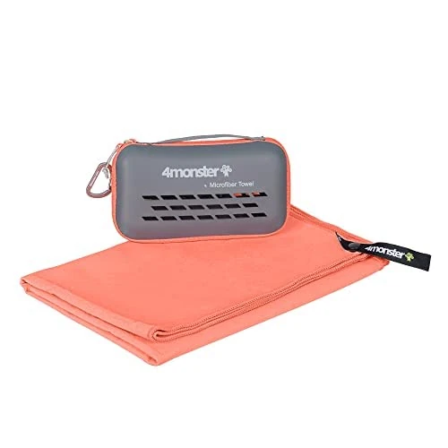 4Monster Microfibre Travel Towel - Quick Dry, Lightweight, Ultra Soft, Super Absorbent Compact Camping Towel for Sports, Gym, Beach, Camping, Yoga, Swimming, Hiking