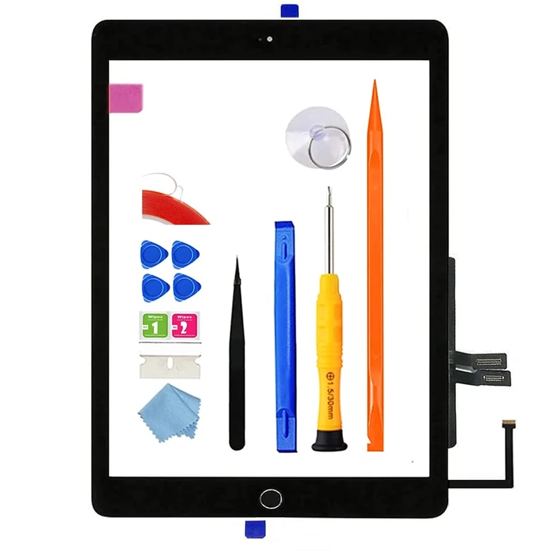 JPUNG A1893 A1954 Screen Replacement Kit for iPad 6 (6th Gen) Digitizer Touch Glass 6th Generation 9.7 inch 2018 with Home Button Full Repair Tools Video Guide - Image 1