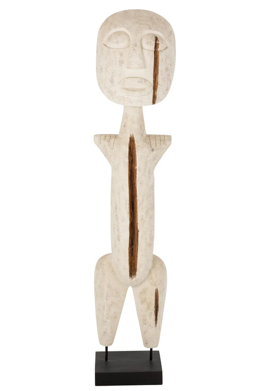 J-Line Primitive Character Wood Albasia White Extra Large