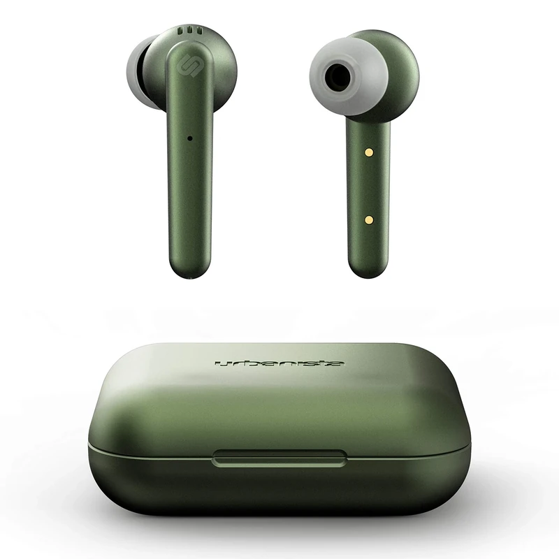 Urbanista Paris True Wireless Earphones 20H Playtime Wireless Charging Case and Bluetooth 5.0, Noise Cancelling Earphones with Touch Controls + Built-in Mic, Compatible with Android and iOS – Green