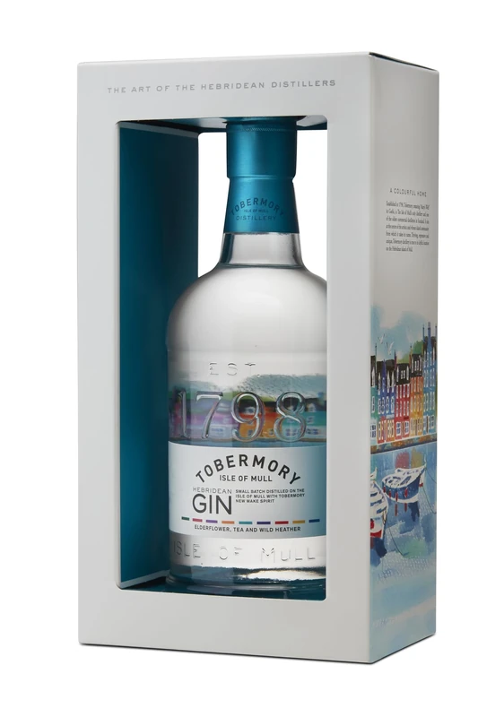 Tobermory Hebridean Gin with Gift Box | 70cl | 43.3% vol | Fresh, Citrusy & Malty | Craft Scottish Gin