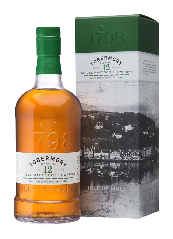 Tobermory 12 Year Old Single Malt Scotch Whisky | 70cl | 46.3% | Rich With Notes of Fruits And Spice