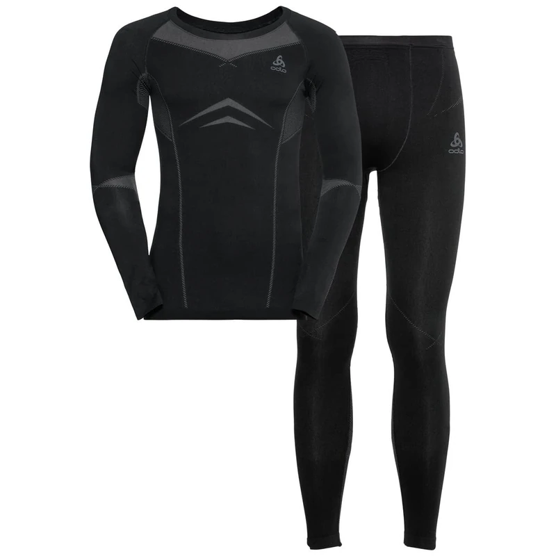 Odlo Fundamentals Performance Warm Men's Functional Underwear Set, black - odlo graphite grey, XXL