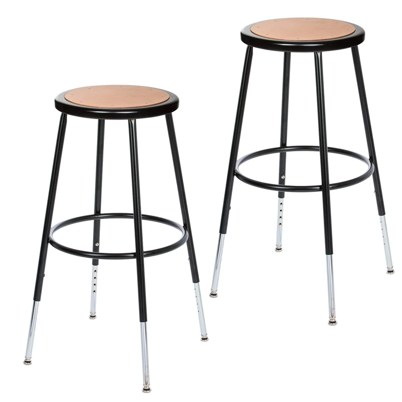 OEF Furnishings Height Adjustable Black Shop Stool 2-Pack 25-32" High