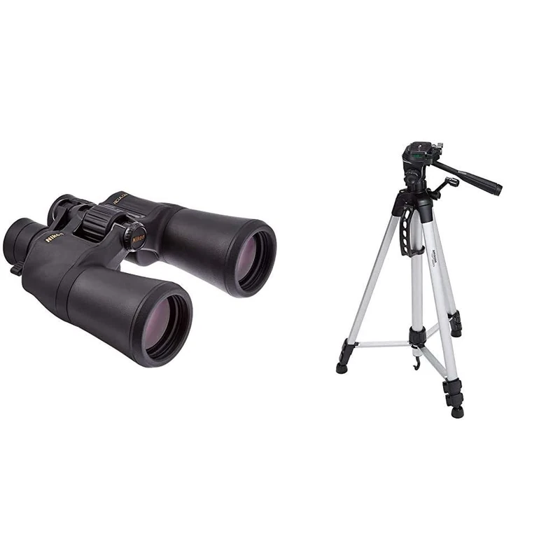 Nikon Aculon A211 10-22x50 Zoom Binoculars - Black & Amazon Basics 60-Inch Lightweight Tripod with Bag - Image 1