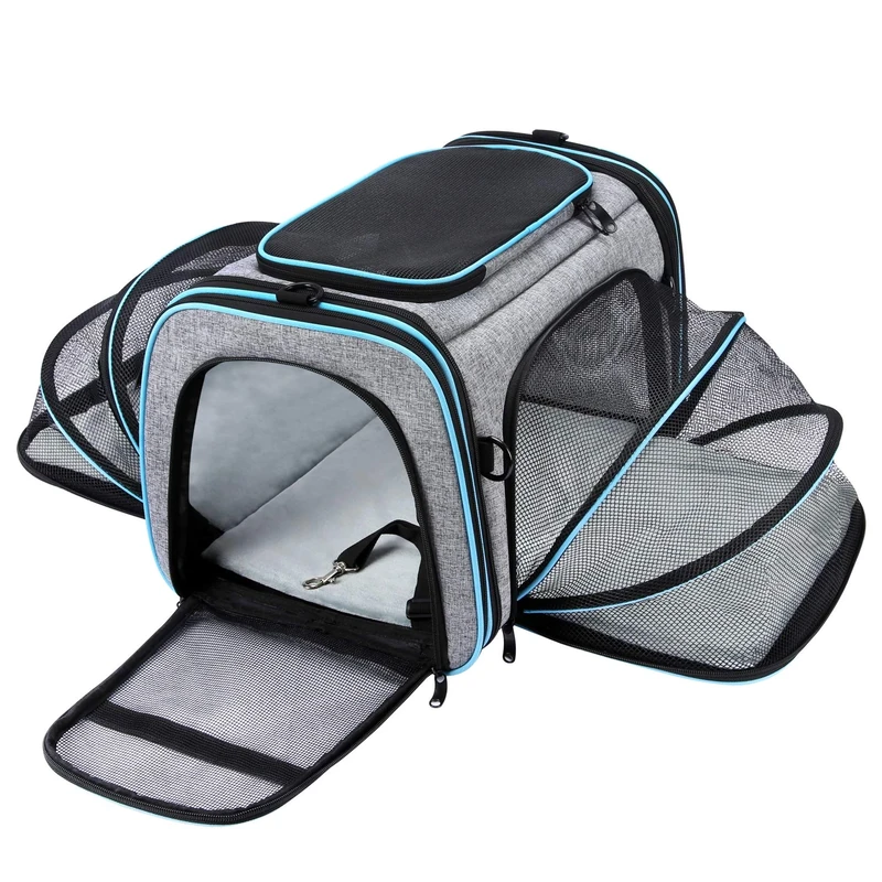 Maskeyon Airline Approved Pet Carrier - Large Soft Sided Travel TSA Carrier with Expandable Sides, Collapsible Design, Removable Fleece Pad and Pockets for Cats, Dogs and Small Animals