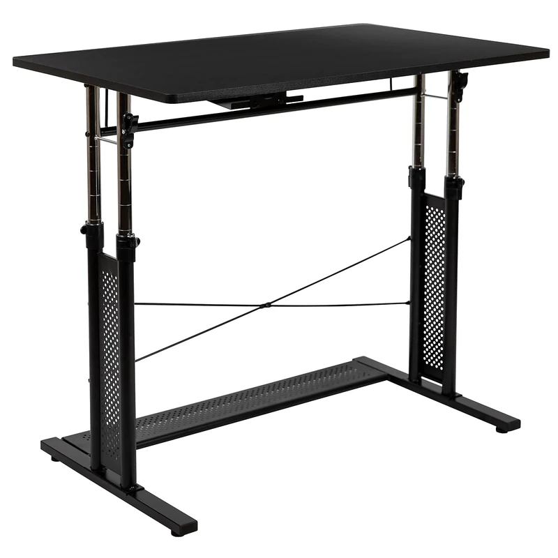 Flash Furniture Fairway Height Adjustable (27.25-35.75" H) Sit to Stand Home Office Desk - Black