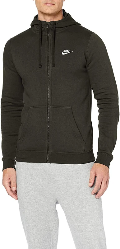 Nike M Nsw Club Hoodie Fz Bb Sweatshirt - Sequoia/(White), x-Large-T