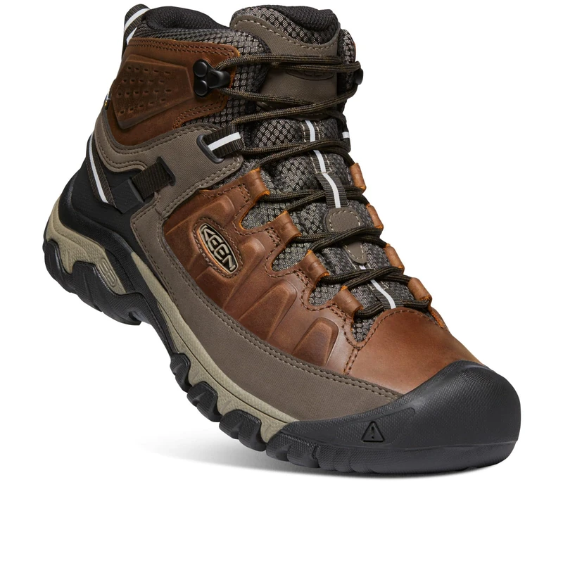 KEEN Men's Targhee 3 Mid Height Waterproof Hiking Boots, Chestnut/Mulch, 14