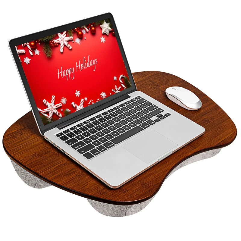 LAPGEAR Extra Large Bamboo Lap Desk - Chestnut - Fits up to 17.3 Inch Laptops - Style No. 91692
