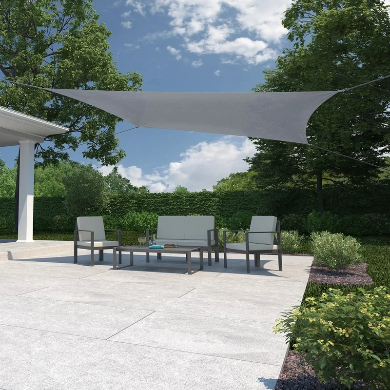 Coolaroo Sun Shade Sail Canopy 90% UV Block Breathable Outdoor with Pre-Assembled Ropes for Patio Garden and Seasonal Use 3.4m x 25.4m Rectangle Steel