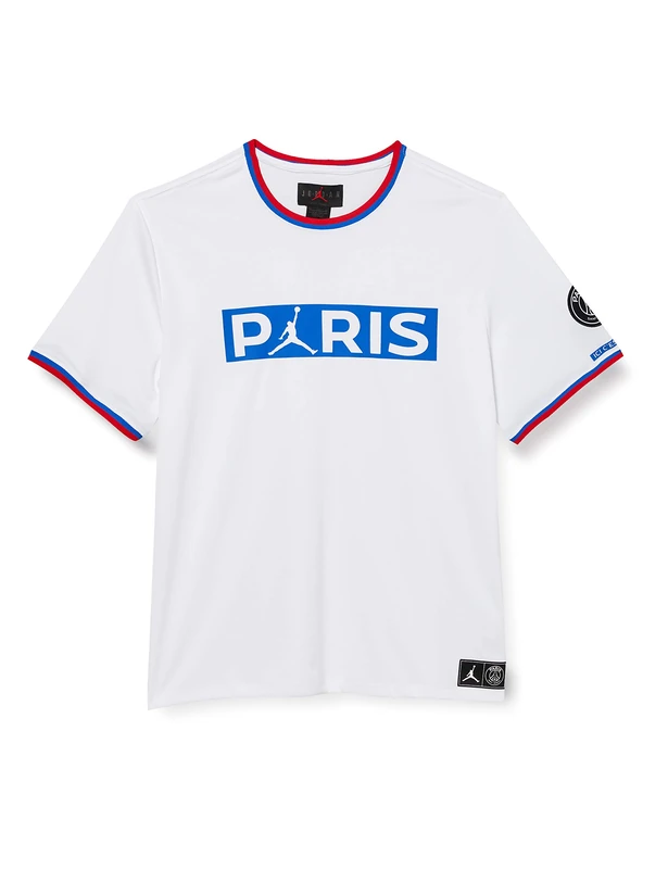 Nike M J Psg Ss Poly Rplca Top T-Shirt - White/(Hyper Cobalt), Small