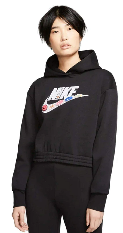 Nike W Nsw Icn Clsh Flc Hoodie Bb Sweatshirt - Black, XX-Large